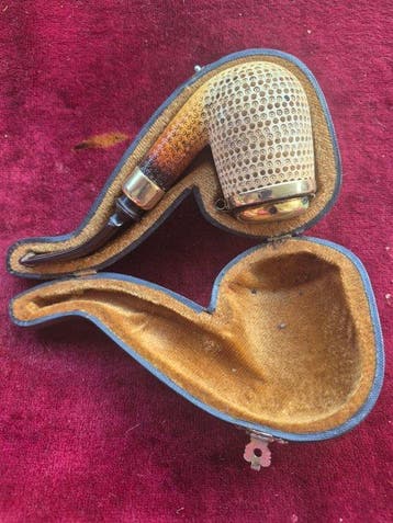 Meerschuim pijp - Messing, meerschaum, Amber, Nieuw