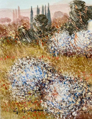 Gilbert Artaud (1934-1907) - Paysage provençal aux arbres en