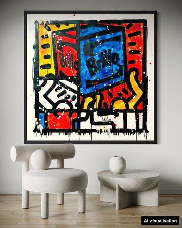 Mikko - Haring Brillo Box On Mondrian - XL [Unq 1/1]