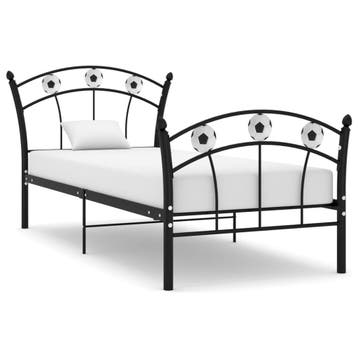 vidaXL Bedframe met voetbaldesign metaal zwart 90x200 cm, Verzenden