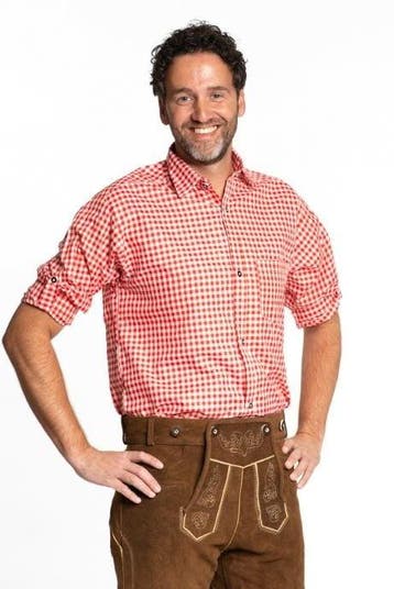 Oktoberfest Blouse Heren Rood, Verzenden, Nieuw