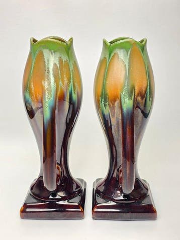 Faïencerie de Thulin - Art Nouveau - Vaas (2) - Aardewerk