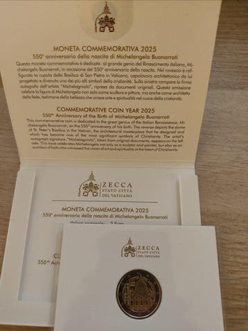 Vaticaan. 2 Euro 2025 Michelangelo (Zonder minimumprijs), Postzegels en Munten