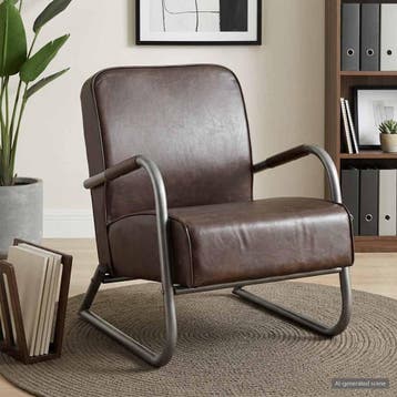 vidaXL Fauteuil echt leer bruin, Verzenden