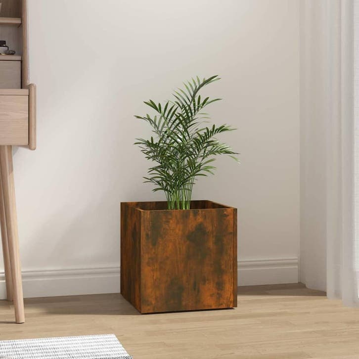 vidaXL Plantenbak 40x40x40 cm bewerkt hout gerookt, Jardin & Terrasse, Pots de fleurs, Envoi