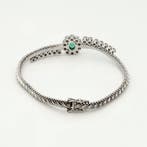 Bracelet - 14 carats Or blanc Émeraude - Diamant