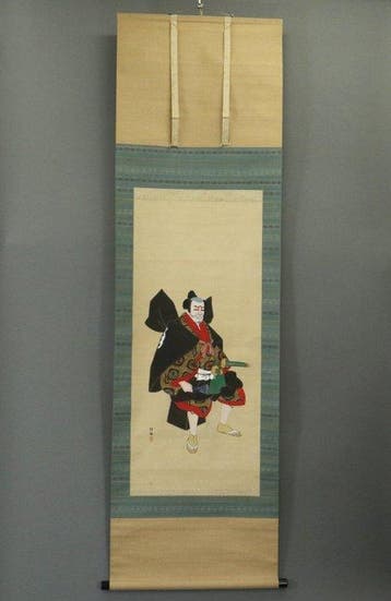Hangende rol – portret van een Kabuki-acteur op zijde,