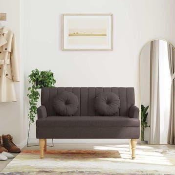 vidaXL Bankje met kussens 113x64,5x75,5 cm stof donkerbruin, Verzenden