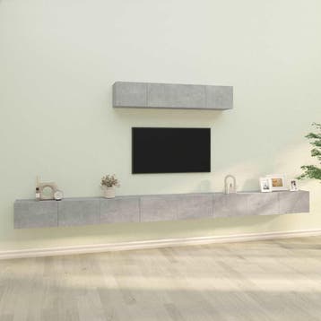 vidaXL 6-delige Tv-meubelset bewerkt hout betongrijs, Verzenden