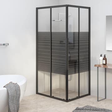 vidaXL Douchecabine strepen 90x70x180 cm ESG zwart, Verzenden