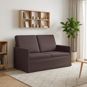 vidaXL 2-zitsbank / zetel Donkerbruin 130 x 81 x 82 cm Stof, Huis en Inrichting, Verzenden, Nieuw