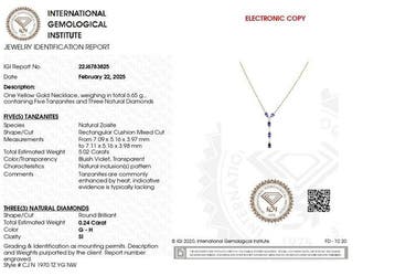 Halsketting - 14 karaat Geel goud - 5.26ct. tw. Tanzaniet -