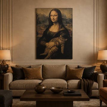 Panneau - GA017 - Décoratif « La Joconde et le Chat » -
