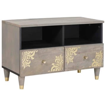 vidaXL TV Kast met lade Grijs 70 x 33 x 46 cm Massief Mango, Verzenden, Nieuw
