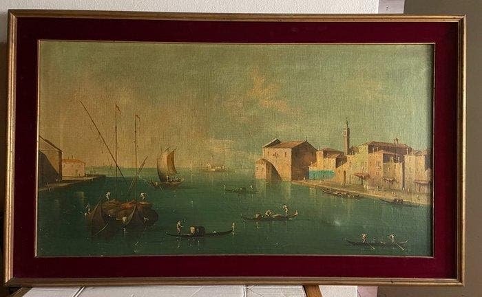 Europese school (XX) - Veduta della punta della dogana, Antiek en Kunst, Kunst | Schilderijen | Klassiek