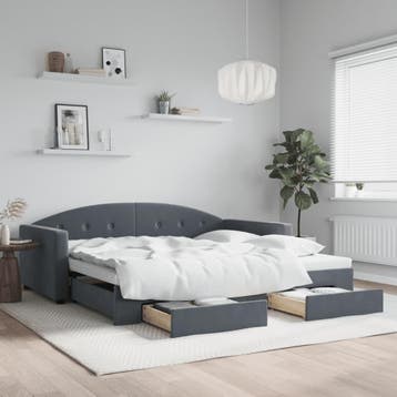 vidaXL Slaapbank onderschuifbed lades 100x200 cm fluweel, Verzenden, Nieuw