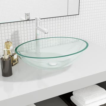 vidaXL Wasbak 50x37x14 cm glas transparant, Verzenden, Nieuw