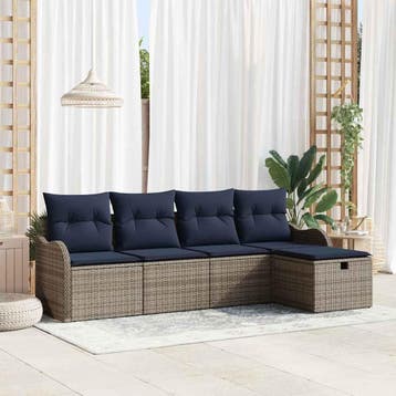 vidaXL Tuinbank Set 5 st 4-Aantal zitplaatsen Grijs en, Verzenden, Nieuw