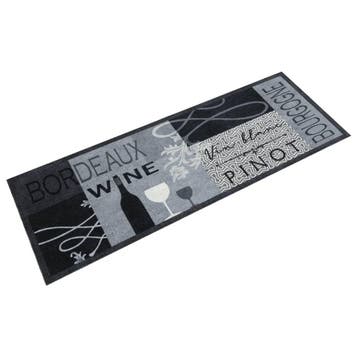 vidaXL Keukenmat wasbaar wijnprint 45x150 cm fluweel grijs, Verzenden
