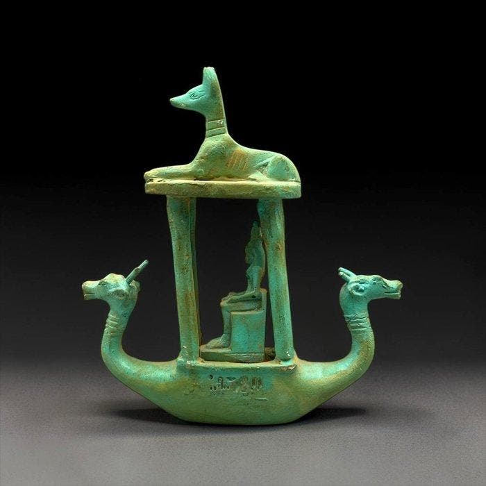 Replica van het oude Egypte Begrafenisboot met zittende, Antiek en Kunst, Antiek | Overige Antiek