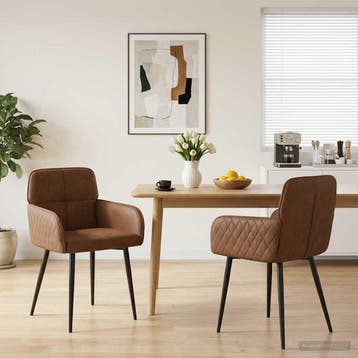 vidaXL Eetstoelen 2 st Kunst Suède Leer Bruin 59 x 56,5 x 85, Huis en Inrichting, Stoelen, Verzenden, Nieuw