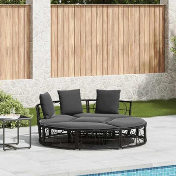 vidaXL Loungebed voor buiten zonder luifel poly rattan zwart, Verzenden