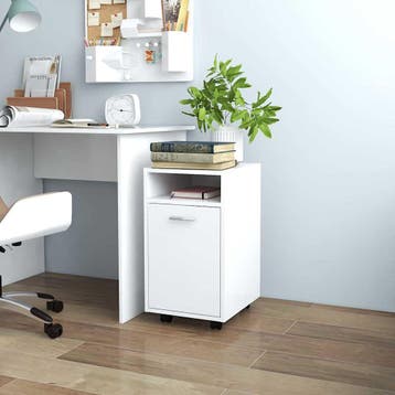 vidaXL Bijzetkast met wielen 33x38x60 cm bewerkt hout wit, Verzenden, Nieuw