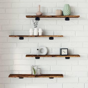 vidaXL Wandschappen 4 st 60x10x1,5 cm bewerkt hout gerookt, Verzenden