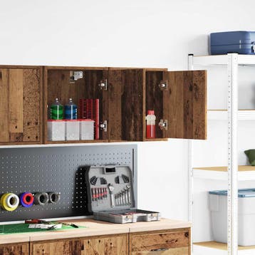 vidaXL Garage wandkasten 2 st bewerkt hout oud hout, Verzenden