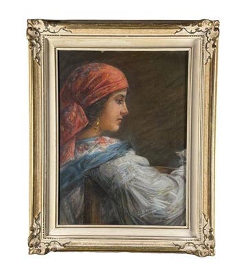 École italienne (XX) - Profilo di donna con turbante