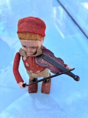 Figure - Schuco volendammertje met viool - Bois, Textile,, Antiquités & Art