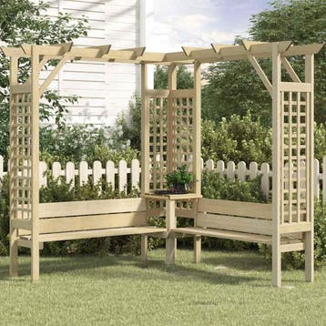 vidaXL Hoekpergola met bank geïmpregneerd grenenhout, Tuin en Terras, Verzenden, Nieuw
