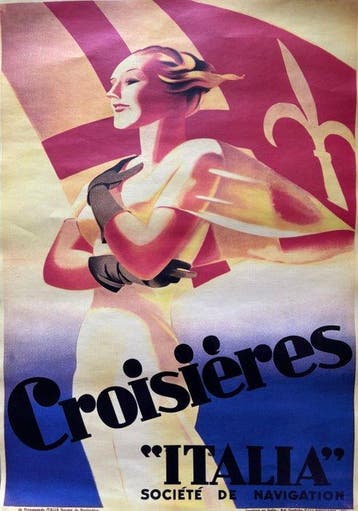 Marcello Dudovich - Croisières Italia manifesto, Antiek en Kunst