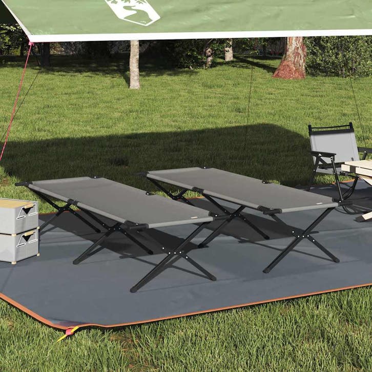 vidaXL Opvouwbaar Campingbed 2 pcs Grijs 210 x 80 x 46 cm, Caravans en Kamperen, Kampeeraccessoires, Nieuw, Verzenden