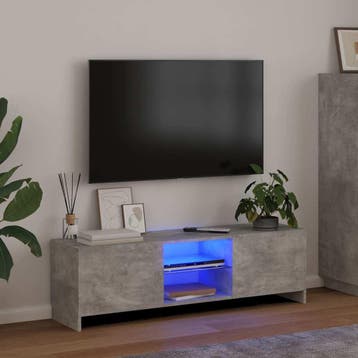 vidaXL Tv-meubel met LED-verlichting 120x30x36 cm betongrijs, Verzenden, Nieuw
