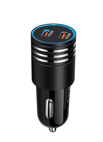 DrPhone Invisible5 Dubbele USB C Autolader 60W 2-poorts PD, Verzenden