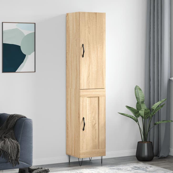 vidaXL Hoge kast 34,5x34x180 cm bewerkt hout sonoma, Huis en Inrichting, Kasten | Dressoirs, Nieuw, Verzenden