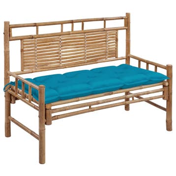vidaXL Tuinbank met kussen 120 cm bamboe, Verzenden, Nieuw