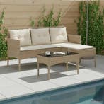 vidaXL Tuinbank Set met kussen 2 pcs poly rattan, Verzenden