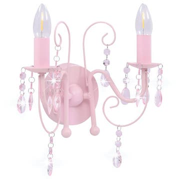 vidaXL Wandlamp met kralen 2 x E14 roze, Verzenden