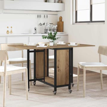 vidaXL Vouwbare eettafel met wieltjes 130 x 80 x 76,5 cm, Huis en Inrichting, Tafels | Eettafels, Verzenden, Nieuw