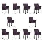 Set van 10 Leren eetkamerstoelen Comfort met wieltjes en, Ophalen of Verzenden, Nieuw, Leer, Eén