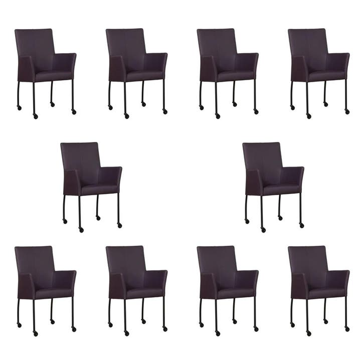 Set van 10 Leren eetkamerstoelen Comfort met wieltjes en, Huis en Inrichting, Stoelen, Nieuw, Eén, Leer, Ophalen of Verzenden