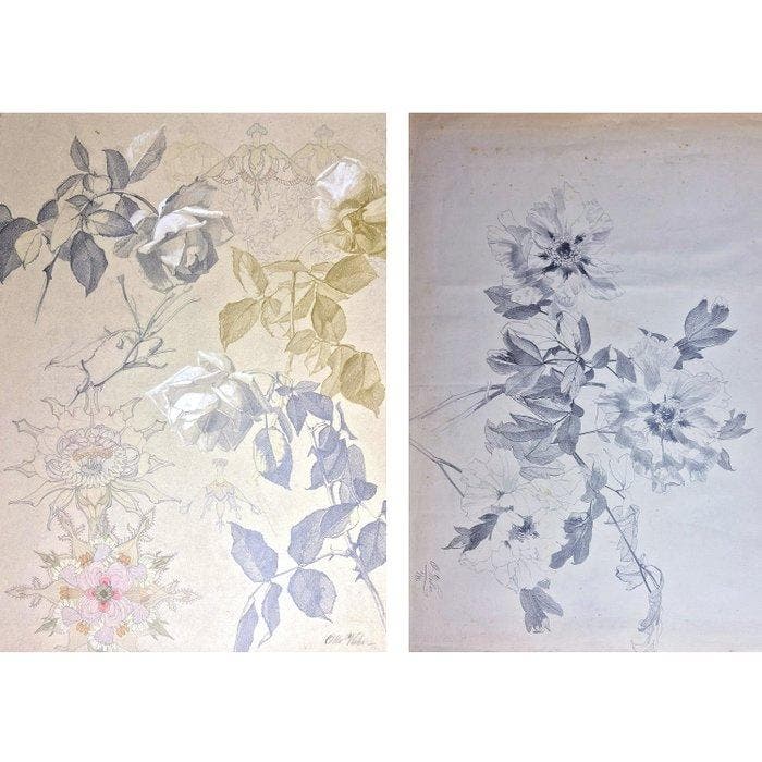 Otto Weber (1832-1888) - Floral Designs and Peonies, Antiquités & Art, Art | Peinture | Classique