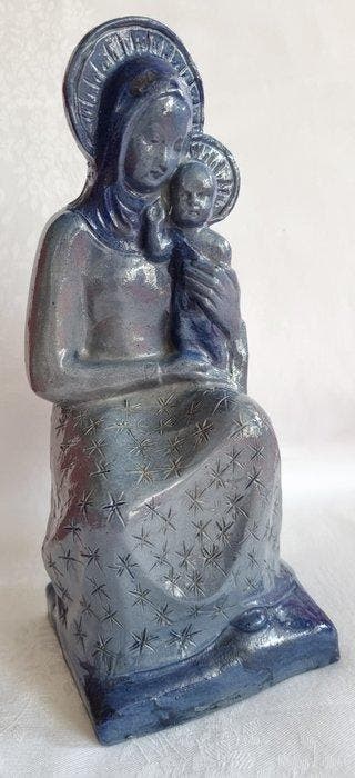 Plein - Beeld - H. Maria in sterrenjurk - 23 cm - Antiek -