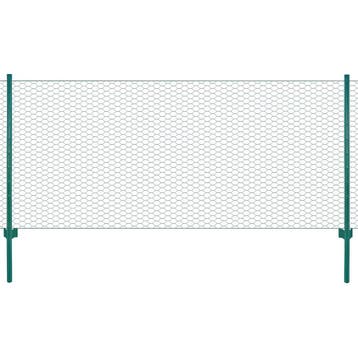 vidaXL Draadgaashek met palen 25x1 m staal groen, Verzenden