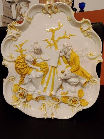 Wandbord - Porselein - Rococo-decoratieve plaat