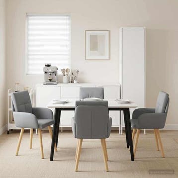 vidaXL Eetstoelen 4 st Stof Lichtgrijs 60 x 56 x 85 cm, Verzenden, Nieuw