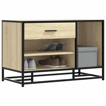 vidaXL Schoenenbank 80x40x53,5 cm bewerkt hout en metaal, Verzenden