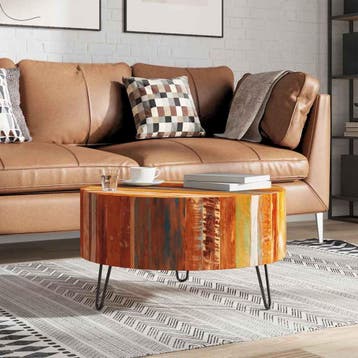 vidaXL Salontafel rond massief gerecycled hout, Verzenden, Nieuw